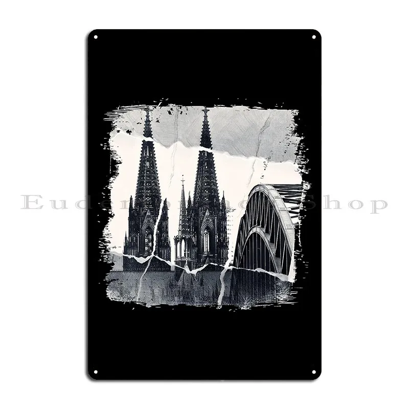 Оловянный плакат в стиле ретро с изображением очертания города одеколона