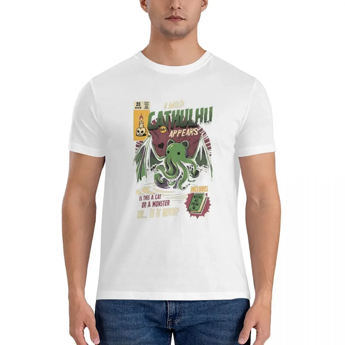 100% Cotton Cathulhu T-shirt Men's Funny Oversized T Shirt Men Round Neck Summer Shirts Tops S-6XL
