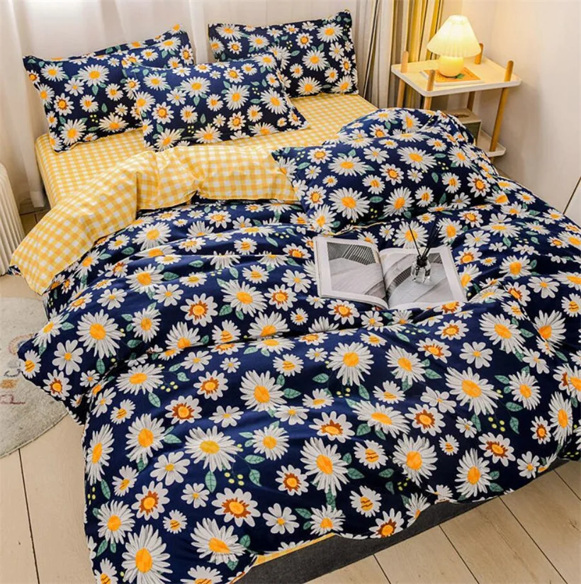 

Nordic Style Floral Bedding Set 220x240 Duvet Cover Pillowcase 250x230 Bed Linen Flat Sheet Single Queen King Quilt Cover Sets