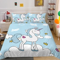 european pattern hot sale soft bedding set 3d digital unicorn printing 23pcs high quality duvet cover set esdeeuus size