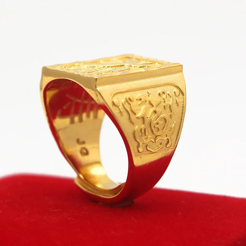 Фото Золотое кольцо для мужчин из настоящего золота 9999 пробы (24K) в стиле Gold Shop, модель Grand Exhibition Boss Style, изысканное, модное, роскошное ювелирное изделие №3