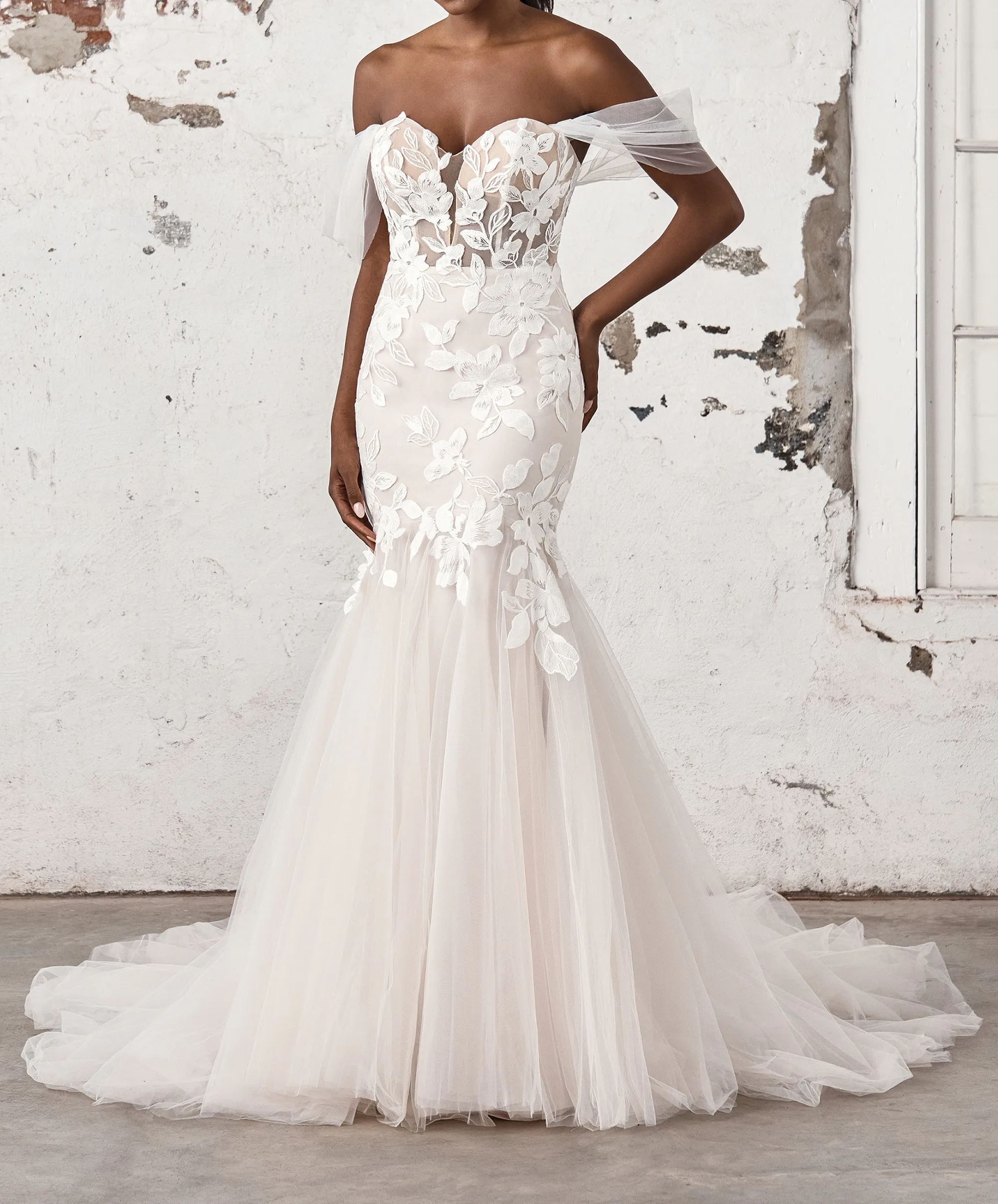 

Autumn Long Strapless Bride Mermaid Tulle Women Wedding Party Dress WHW-271