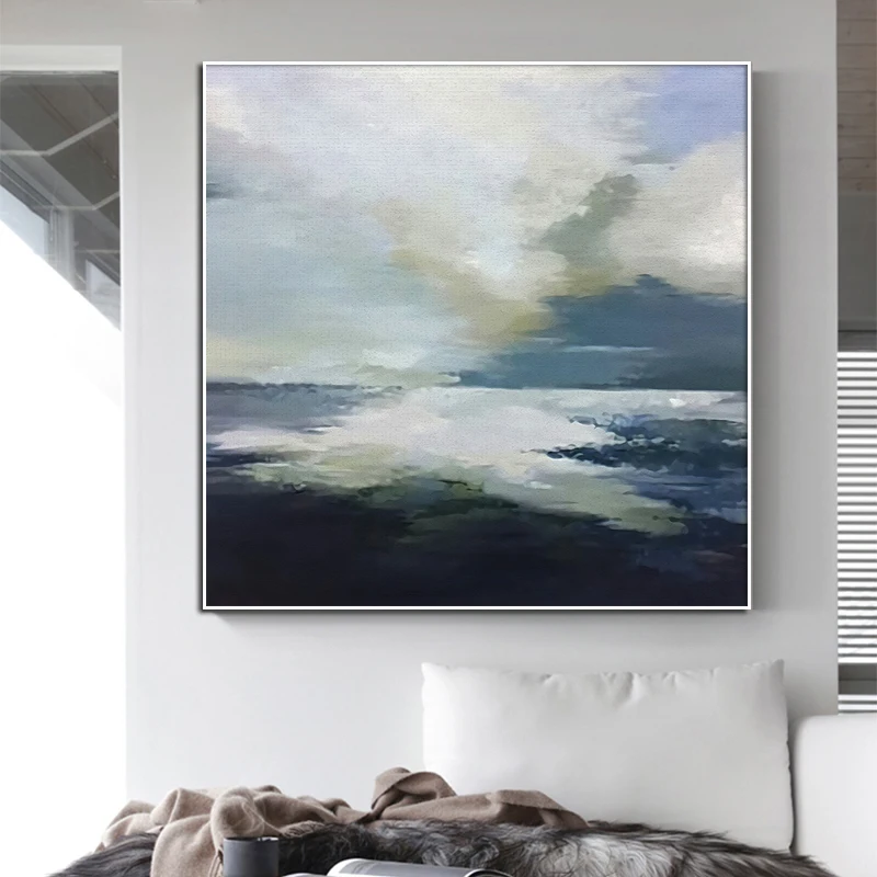

Абстрактное искусство, морское небо, пейзаж, плакаты и принты, Современная Картина на холсте, Скандинавская Настенная картина для минималис...
