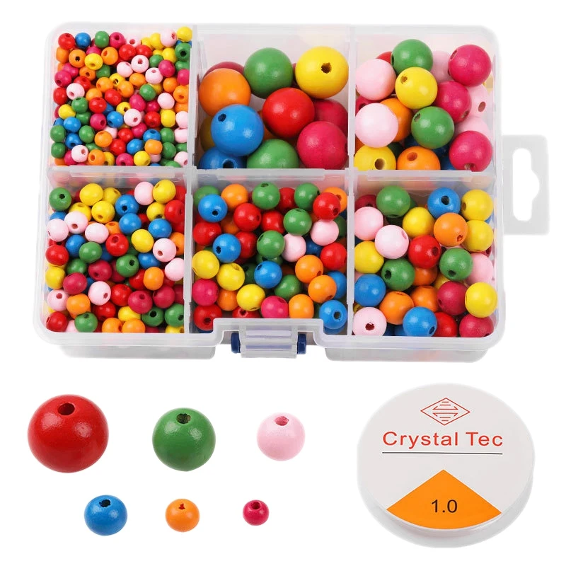 

1105Pcs/Lot Colorful Lead-Free Round Wood Beads For Bracelet/Necklace