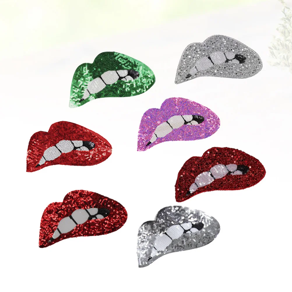 

Lipspatch Lip Embroidered Sew Sequins Cloth Stickers Red Embroidery Iron Sequin Diy Punk Shapejeans Appliques Clothing Applique