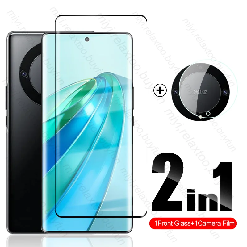 

2In1 9D Curved Protective Glass For Honor X9a 5G Camera Lens Tempered Glass Xonor Honer Honar X9 a X 9a HonorX9a RMO-NX1 6.67"