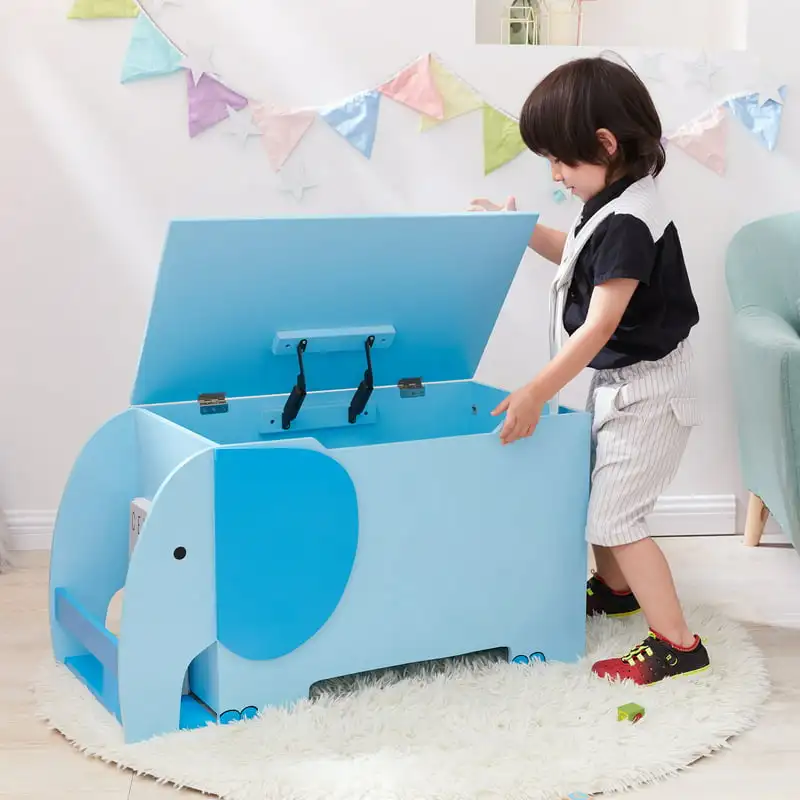 

- Zoo Kingdom Elephant Wood Toy Chest for Ages 3+ Child Blue