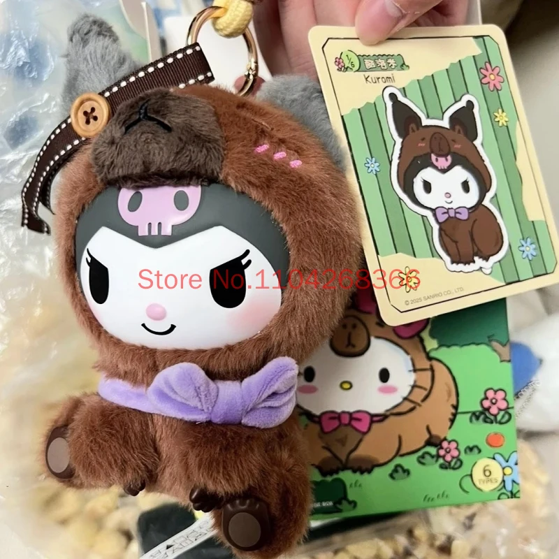 Фото Оригинальные игрушки Sanrio из серии «Капибара» с виниловыми лицами в формате «слепой коробки»: Куноми, Май Мелоди, Синнаморолл, подвески, милые куклы в подарок. №1