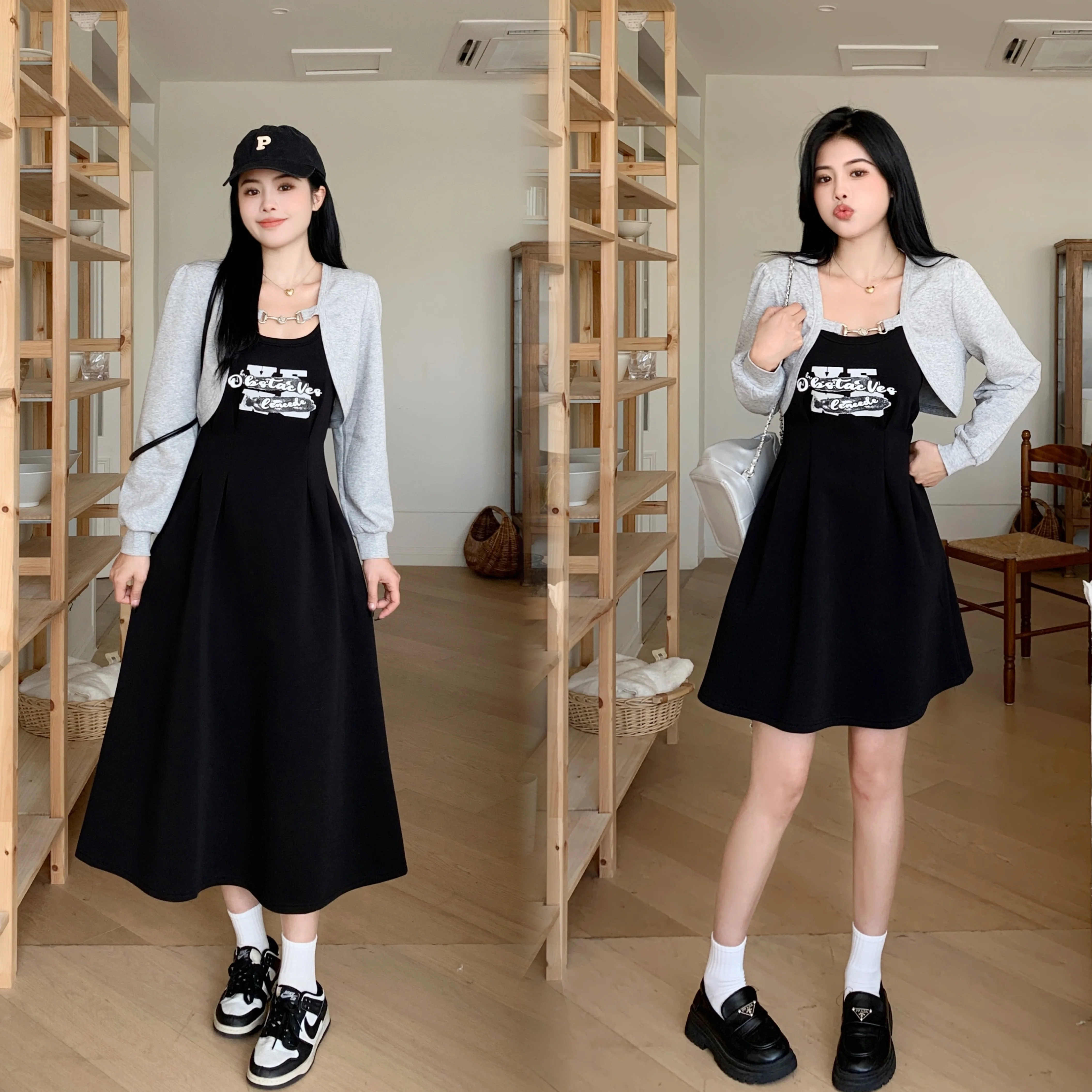 Реальная фотография женская одежда полная Девочка Осень Новый дизайн стройнящая