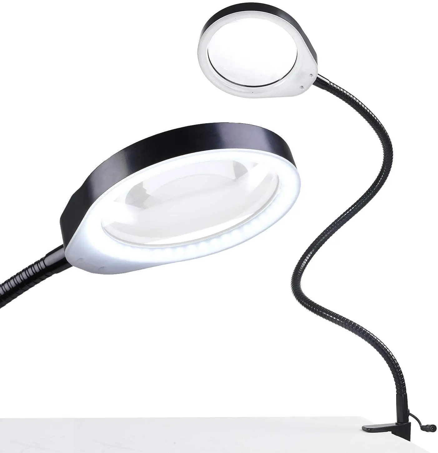 Desktop Magnifying Glass 48 LED 10X Magnifying Lamp Lighted Magnifier with Clamp,31inch Gooseneck Daylight Adjustable Clip-on