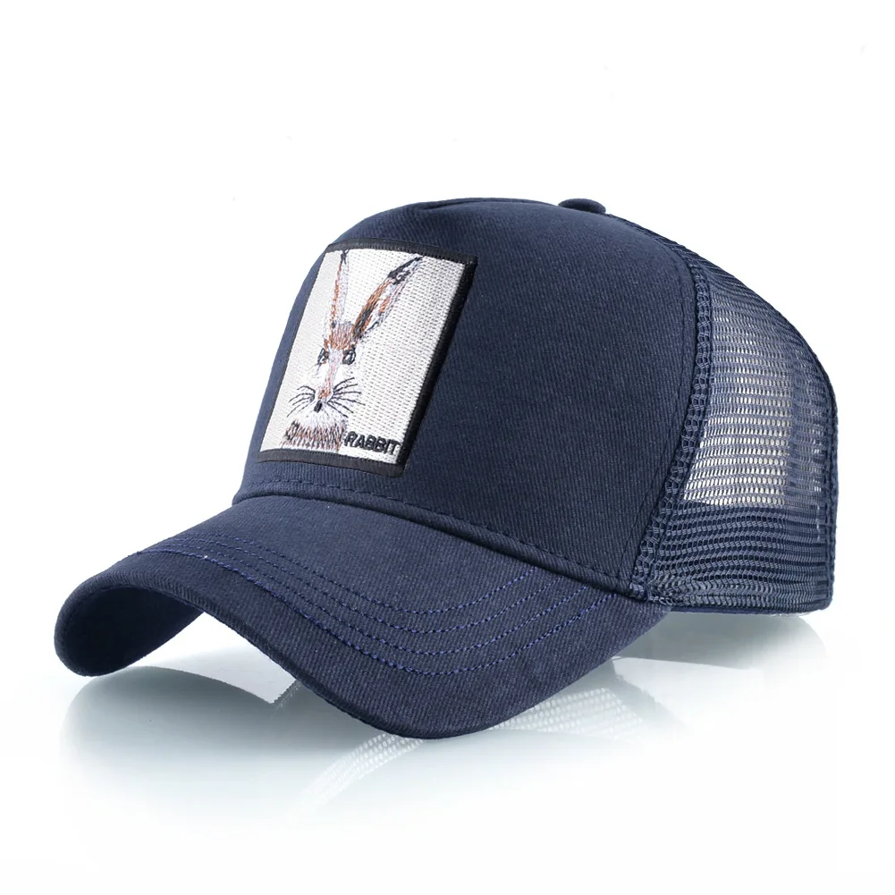 Fashion Animals Rabbit Embroidery Baseball Caps Men Women Snapback Hip Hop Hat Cotton Breathable Mesh Sun Gorras Streetwear Bone
