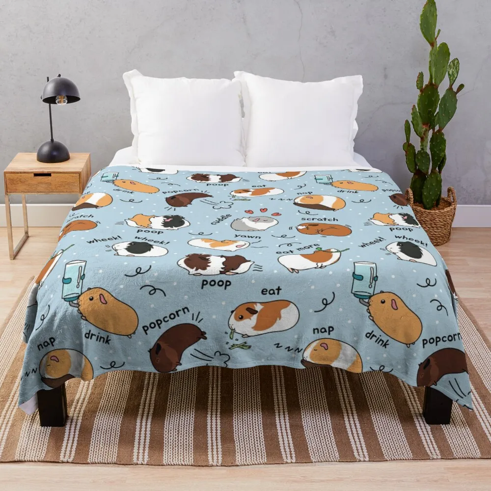 

Guinea Pig Daily To-Do List - Blue Background Throw Blanket Thin Blankets Double-Sided Blanket Decorative Sofa Blankets