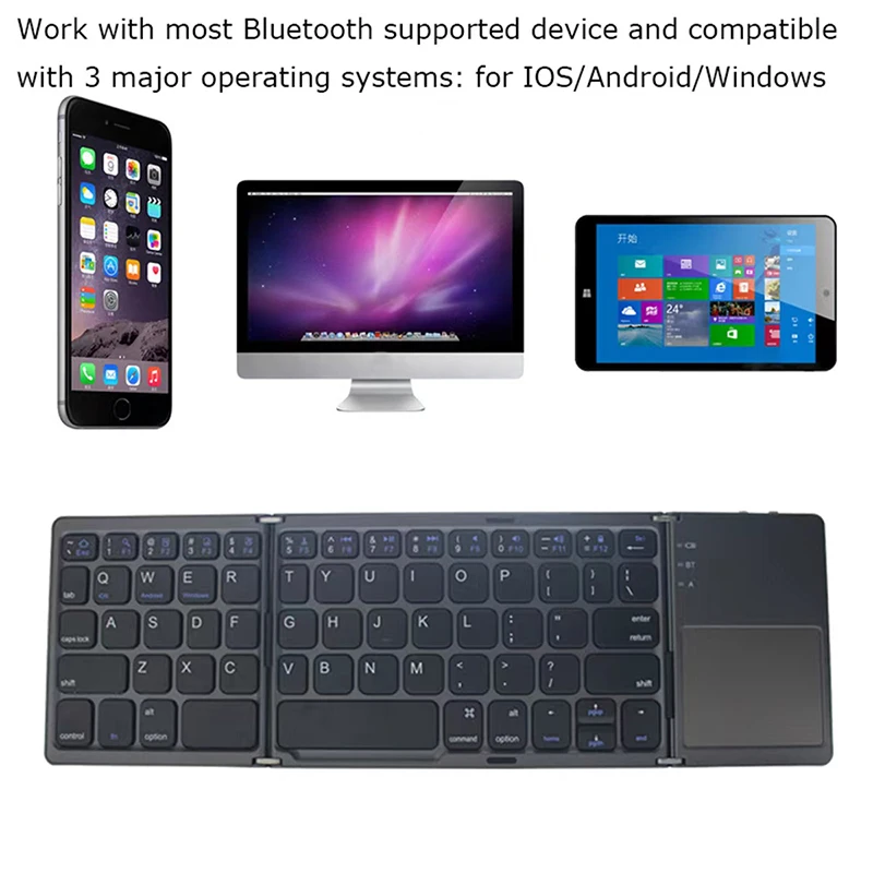 Wireless Mini Folding Bluetooth-compatible Keyboard For iPad Android Windows iOS Phone Tablet Wireless Keyboard With TouchpadNEW images - 6
