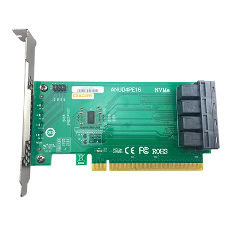 Контроллер ANU04PE16 Nvme SFF8643, 4-портовый Райзер Pcie3.0 X16 SSD Exp (не с кабелями, не поддерживает LSI 8643X2 до 8639X2)