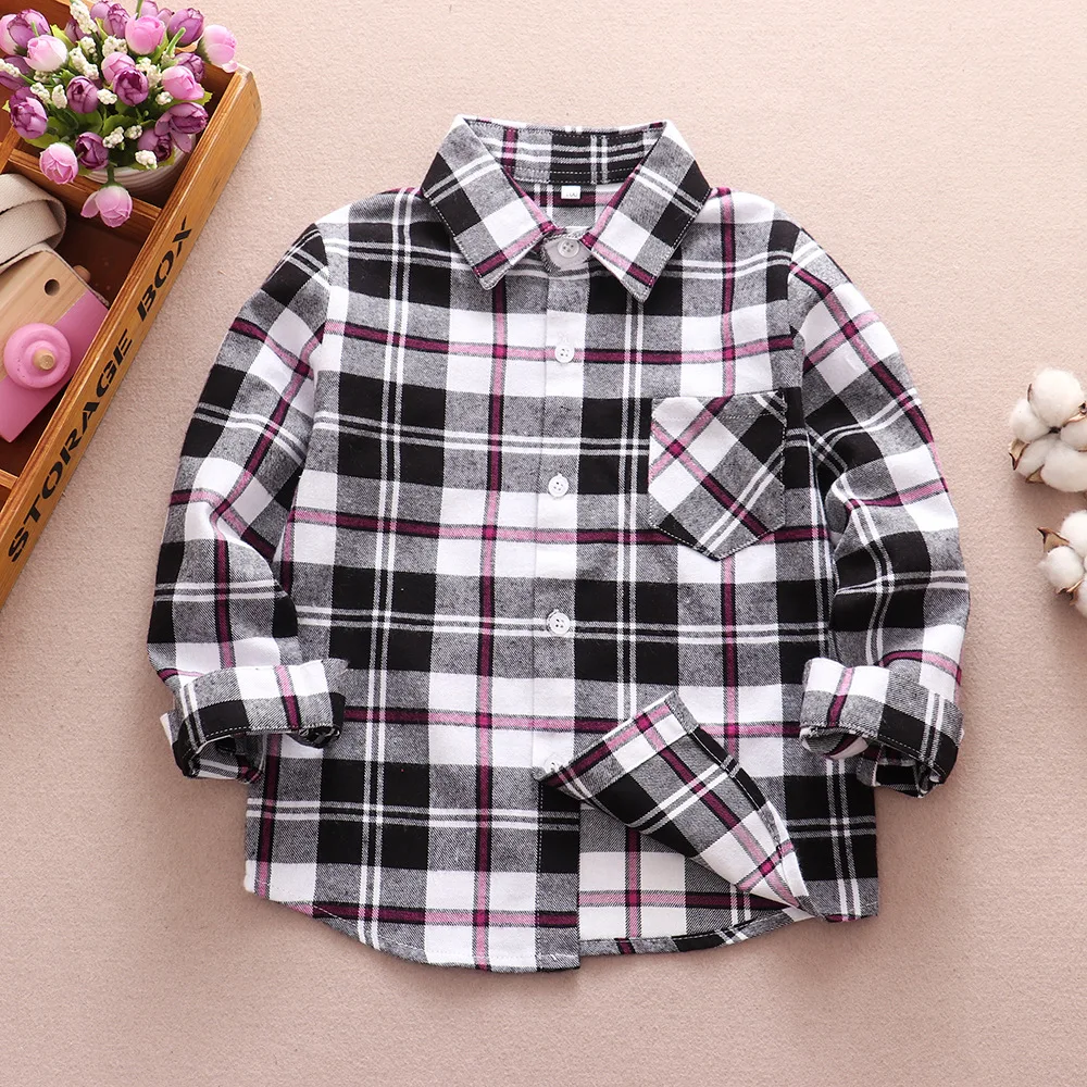 

Рубашки в клетку для мальчиков-подростков, блузка из хлопка с длинным рукавом, с карманами, на возраст 6, 8, 10, 12 лет, на весну и осень