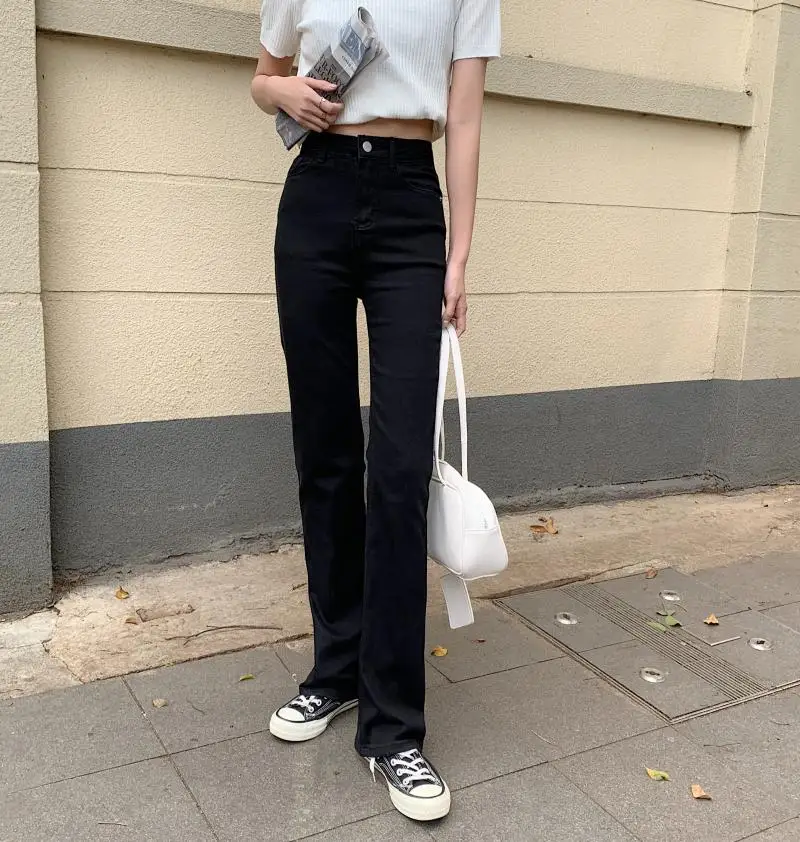 

DD1312 Wedge jeans new high waist slim all-match small mopping trousers jeans