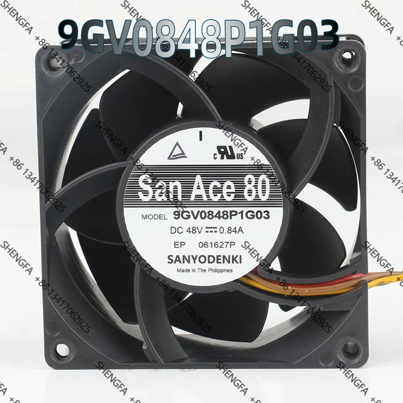 Фото Охлаждающий вентилятор Sanyo 12V 24V AC EC 8038 80X80X38MM с регулировкой скорости, высокий объем воздуха, для сервера 9GV0848P1G03 DC 48V 0.84A №2