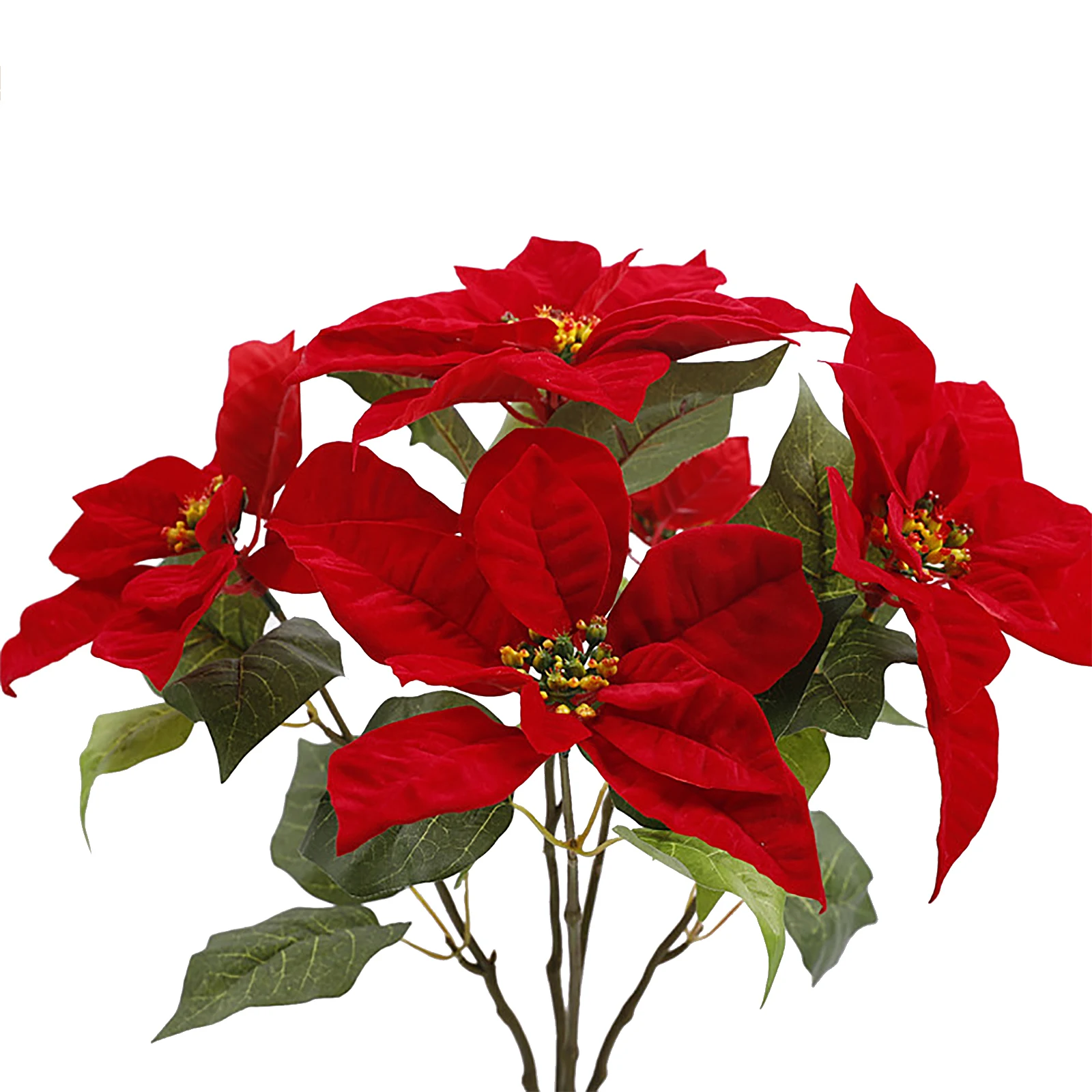 

Artificial Poinsettia Flower Simulation Plants Decoration Bushes New 4 Pack Flannelette Silk Fabric Indoor Fake Flowers
