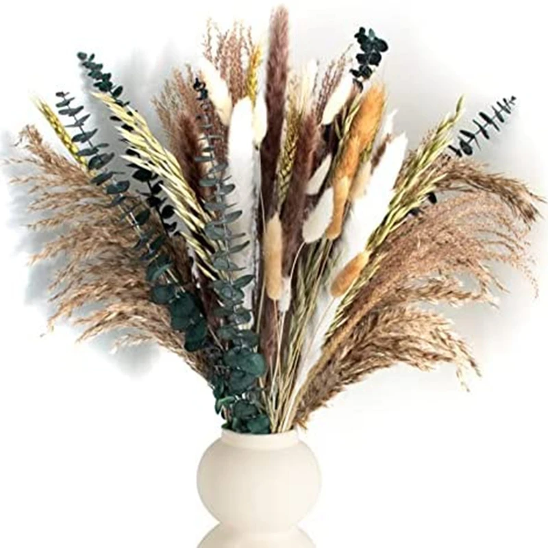

60Pcs Pampas Grass,Natural Dried Pampas Grass,Fluffy Stem Bouquet For Home Decor Wedding Boho Decor,For Wedding,Party,Et