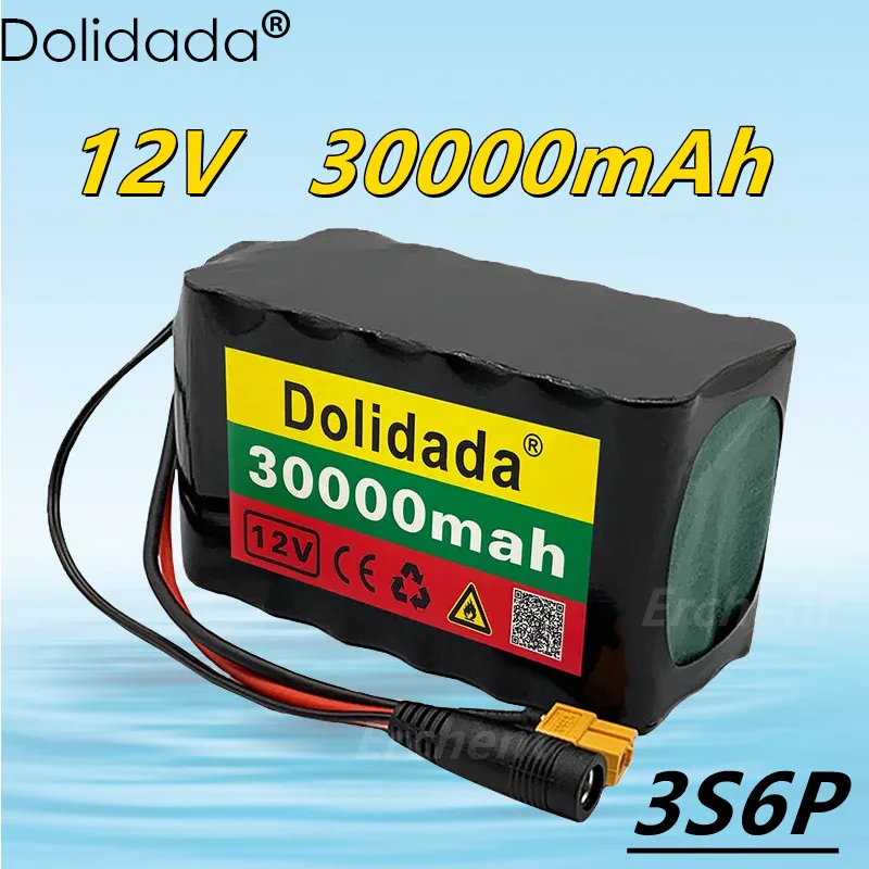 

New 3S6P 12V 30Ah 40A BMS orline battery pack 18650 Li-ion battery 30000mah XT60 DC5521 400Watt high power motorcycle light
