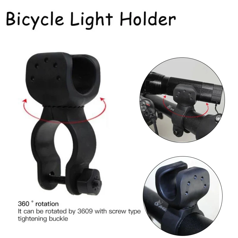 

Bicycle Front Light Clip Mount Bracket Portable Bike Flashlight Holder 360 Rotation MTB Lamp Torch Stand Cycling Accessories