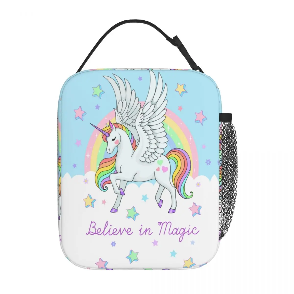 

Angel Unicorn Magic Rainbow Insulated Lunch Tote Bag Storage Food Box Portable Cooler Thermal Lunch Box School