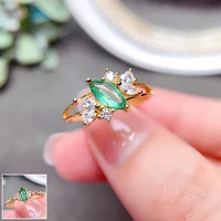 meibapj 2 styles natural emerald fashion rings for women real 925 sterling silver charm fine wedding jewelry