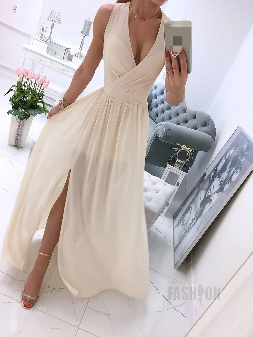 

2022 Summer Sexy Evening Dress Long Dress For Women V-neck Side Split Party Dresses Female Fashion Casual Club Ladies Clothes