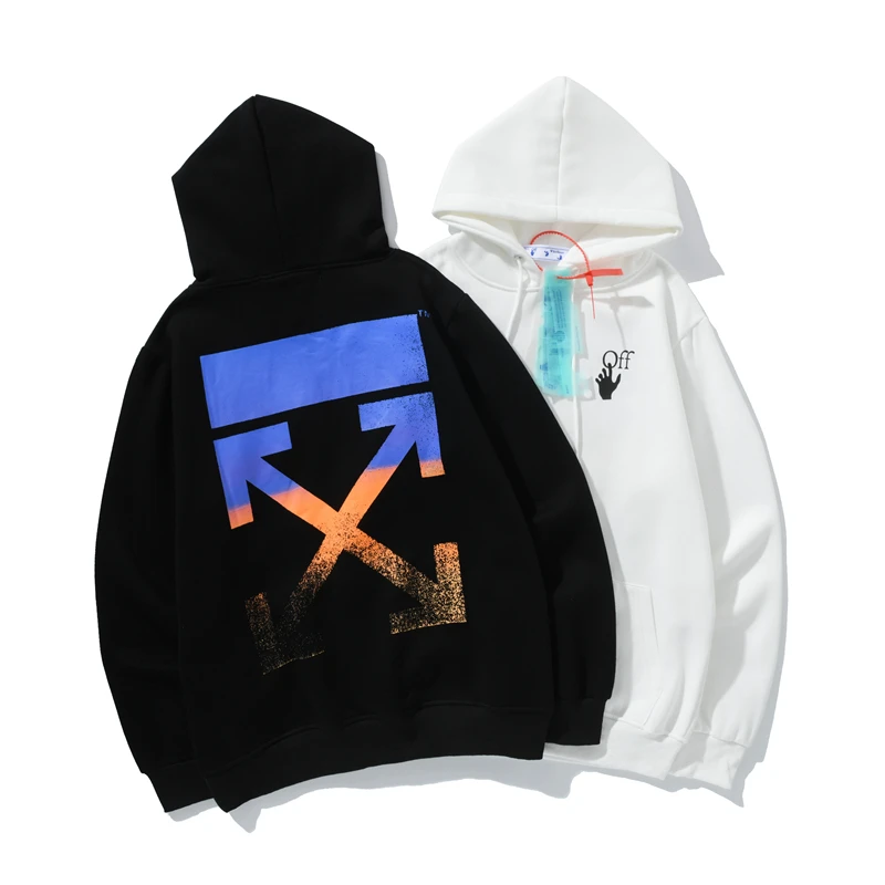

New Men Hoodies Cross Arrow Zebra Crossing Gradient Painting White Kawaii Hoodie Sweatshirts Cotton Top Harajuku Jacket Pullover