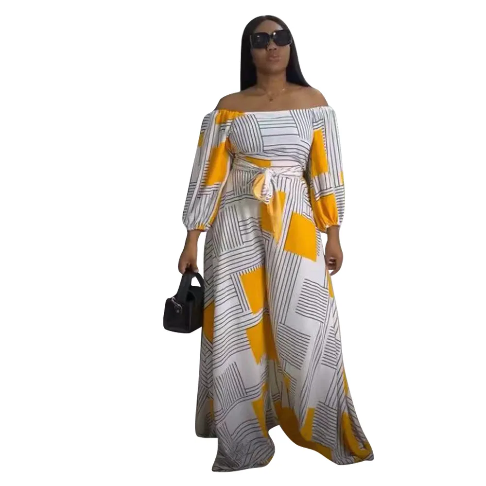 

Костюм женский из двух предметов с принтом, Топ с длинным рукавом и V-образным вырезом и длинные брюки, Африканский костюм, весна-осень