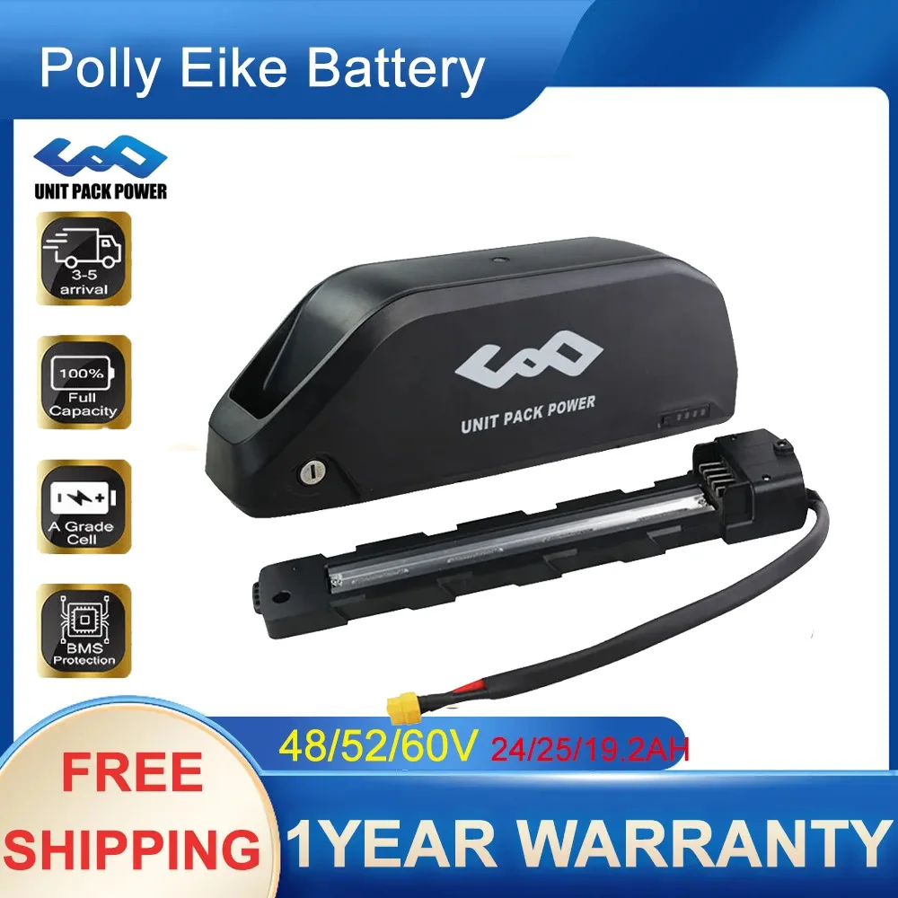 

52V 19.2AH ebike Battery Polly DP-9 Downtube 48V 21AH Eletric Bike Battery 60V 17.5AH 18650 Cell 72V for 1000W 1500W BBS02 BBSHD