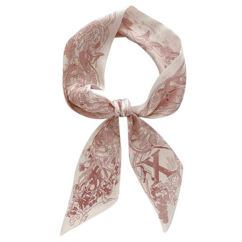 Шикарный шарф из шелка с принтом джунглей и алфавитом на 26 букв, брендовый дизайн для женщин.