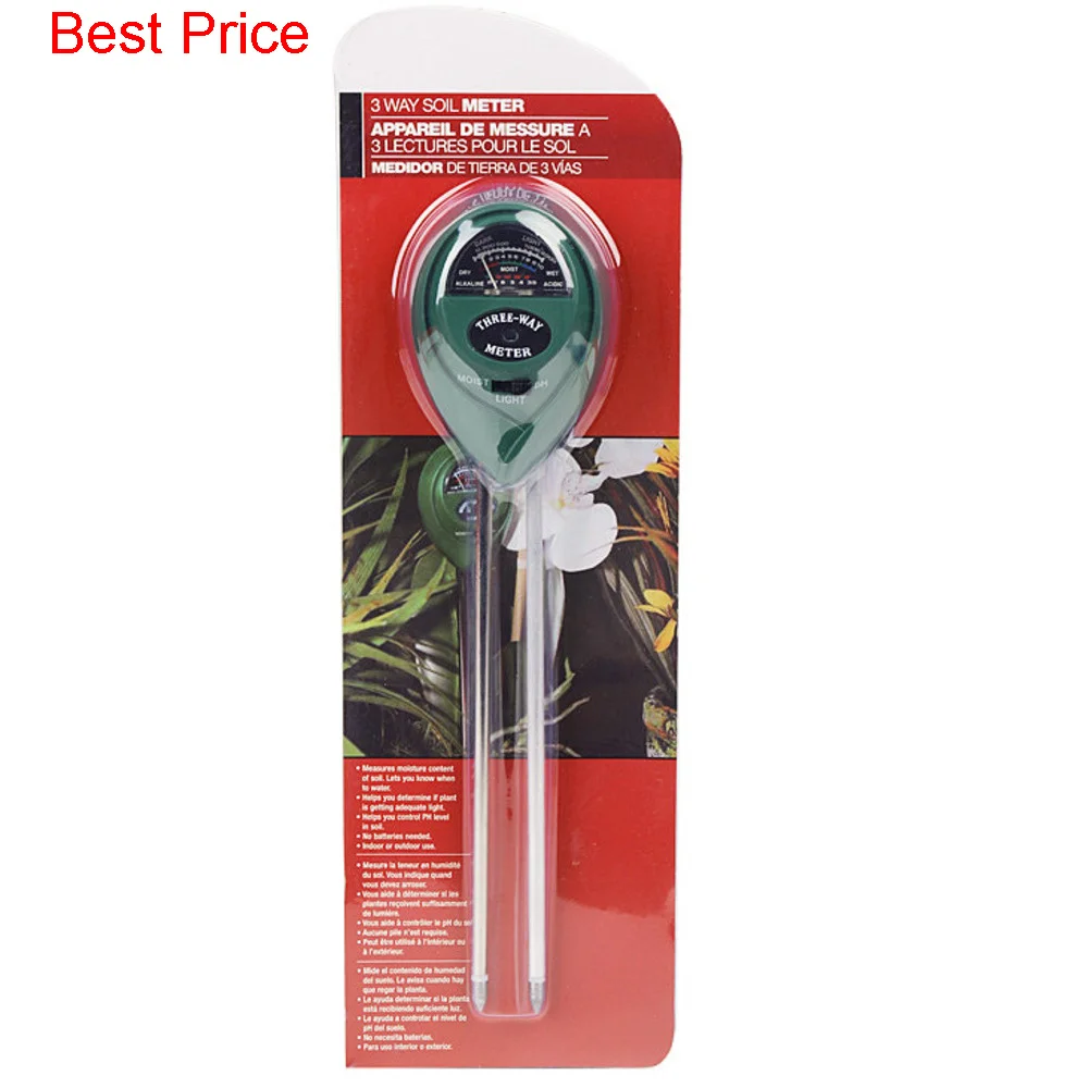 

50Pcs/lot Soil pH Tester 3-in-1 PH Light Moisture Acidity Meter Soil Tester Moisture Meter Plant Soil Monitor Detector
