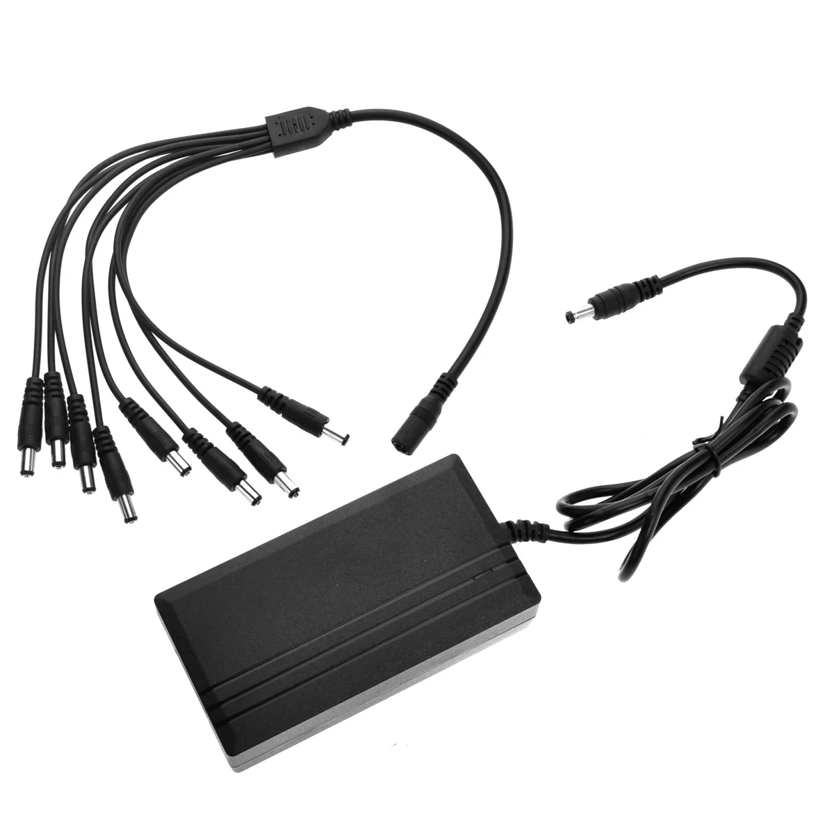 

LED Strip Light Adapter with 8 Way Splitter Cable 12V 5A 60W DC for CCTV Camera Mainly Black