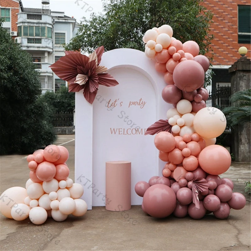 Globos dobles de color rosa polvoriento para decoración de bodas, Kit de guirnalda de doble crema, globo de melocotón para Baby Shower, decoración de globos para fiesta de cumpleaños