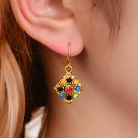antique gold charm boho women stud earrings vintage rainbow crystal ethnic bridal wedding stud earring jewelry accessories