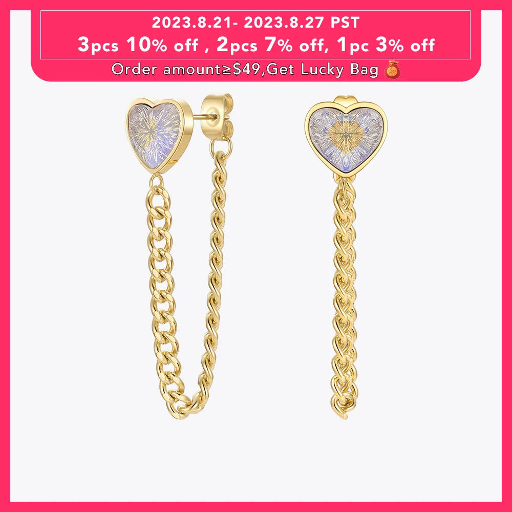 

ENFASHION Statement Drop Earrings For Women Heart Fashion Jewelry Gold Color Zircon Earings Stainless Steel Pendientes E211317