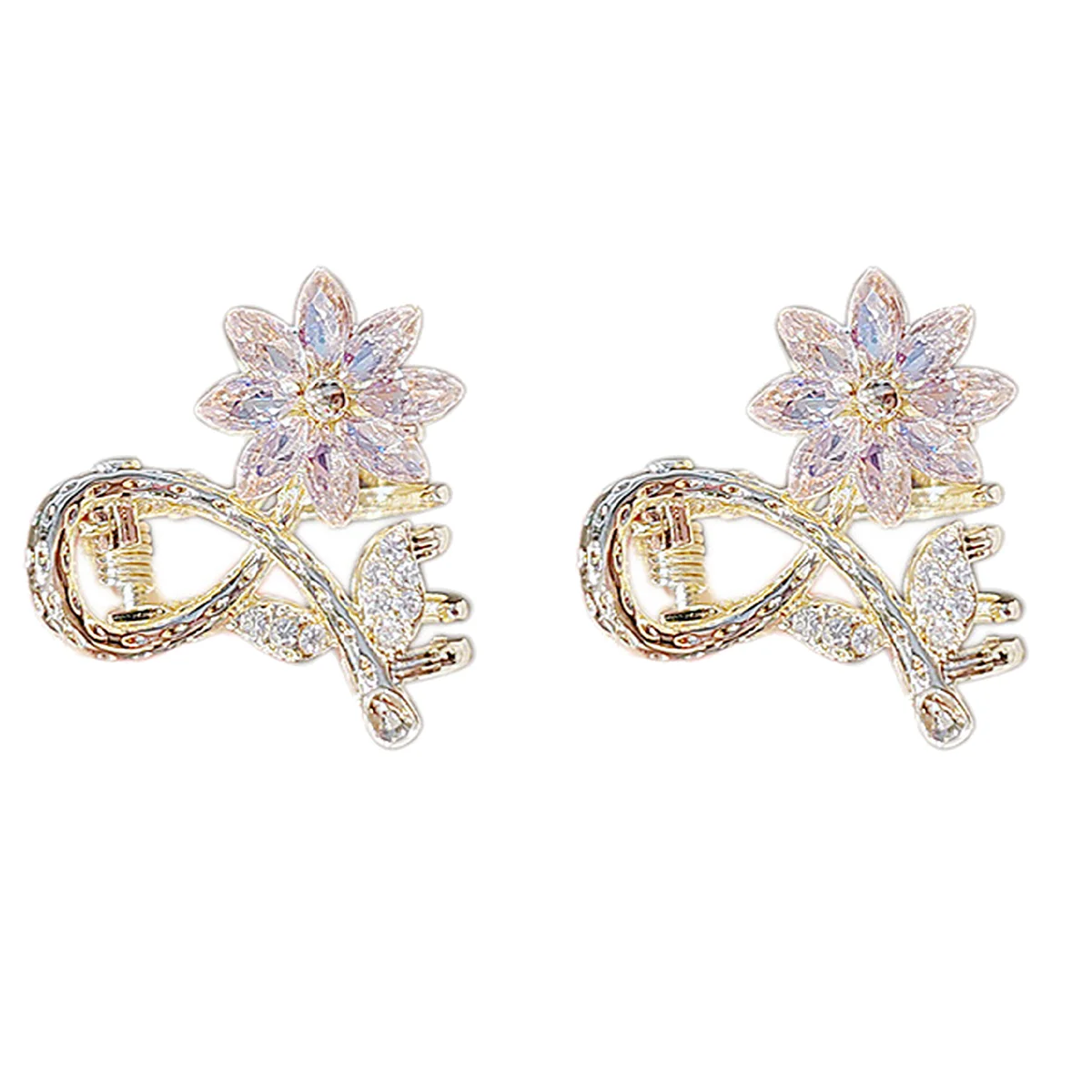 

2Pcs Small Crystal Flower Hair Claw Clip Hair Jaw Clamp for Teen Girls Kid
