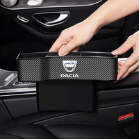 car carbon fiber leather seat gap storage box with dacia logo for dacia lodgy sandero duster logan sandero stepway car organizer