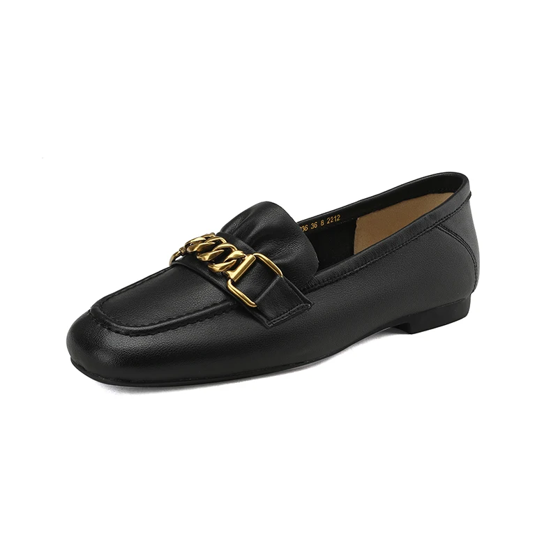 

Fire Soft Flats Women Mom Loafers Shoes Comfortable Cow Leather Chic Chain Highly Recommended Expectant Mother Footwear