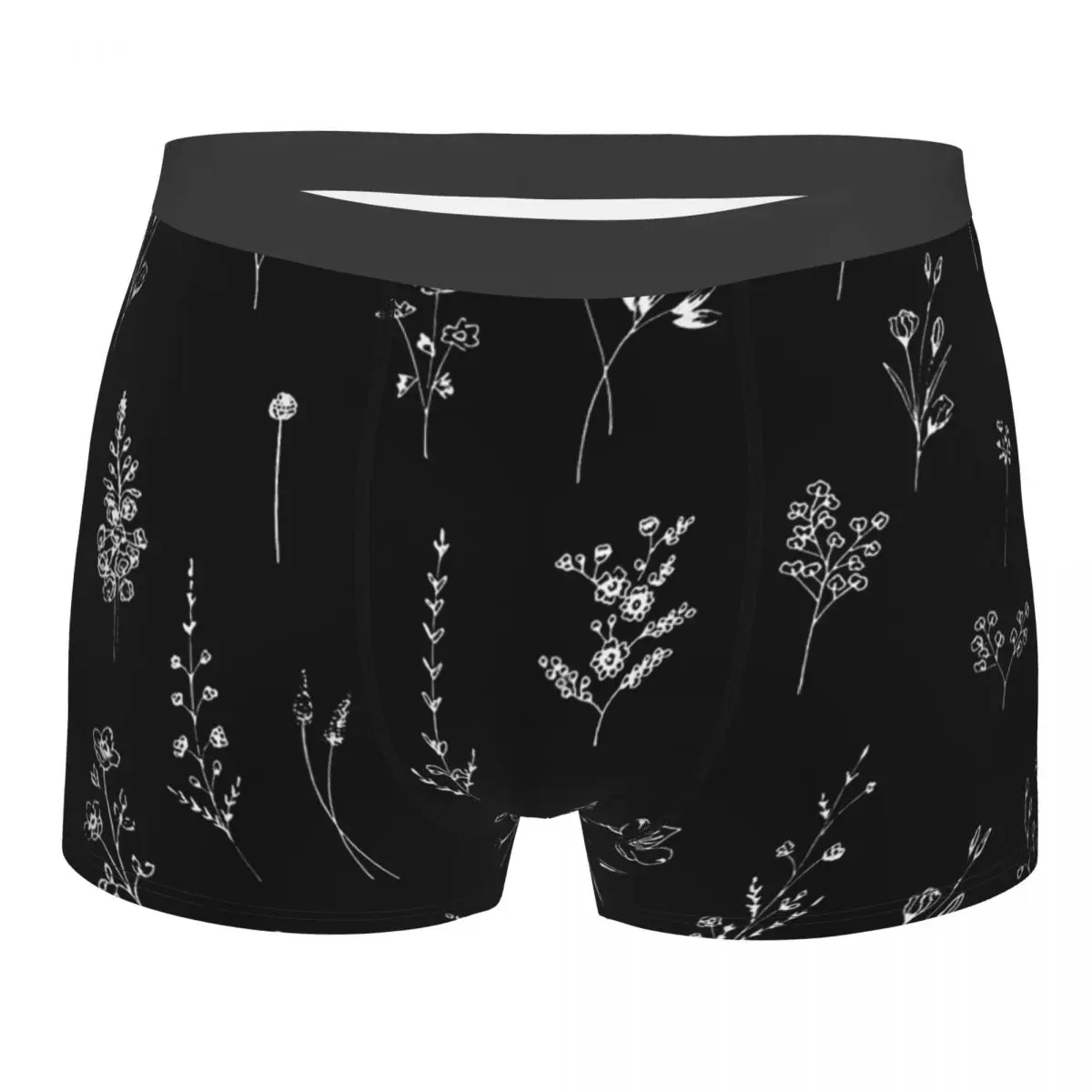 

Black Wildflowers Underpants Cotton Panties Male Underwear Ventilate Shorts Boxer Briefs