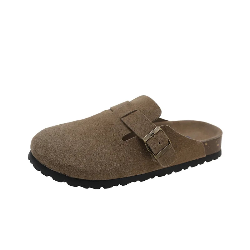 Slippers Women's 2023 Spring Korean Style Retro Big Head Solid Color Simple All-Match Cork Sole Shoes