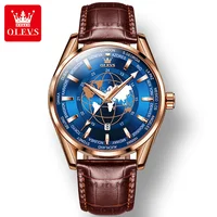 OLEVS 9926 Hot Style Globe Waterproof Watches for Men Quartz Fashion PU Strap Men Wristwatch Luminous Calendar