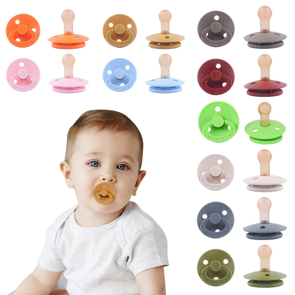 

BPA Free Natural Baby Silicone Pacifiers Orthodontic Pacifier for Newborn Round Nipple Dummy Pacifier Soother for 0-3Y Infant