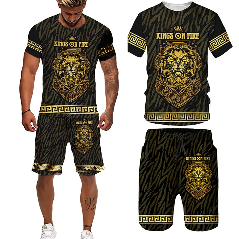 

Trend luxury branded tracksuit 3D Print Oversized T Shirt Shorts For Men Shorts outfits Sets Summer Suits With Shorts Man Sets