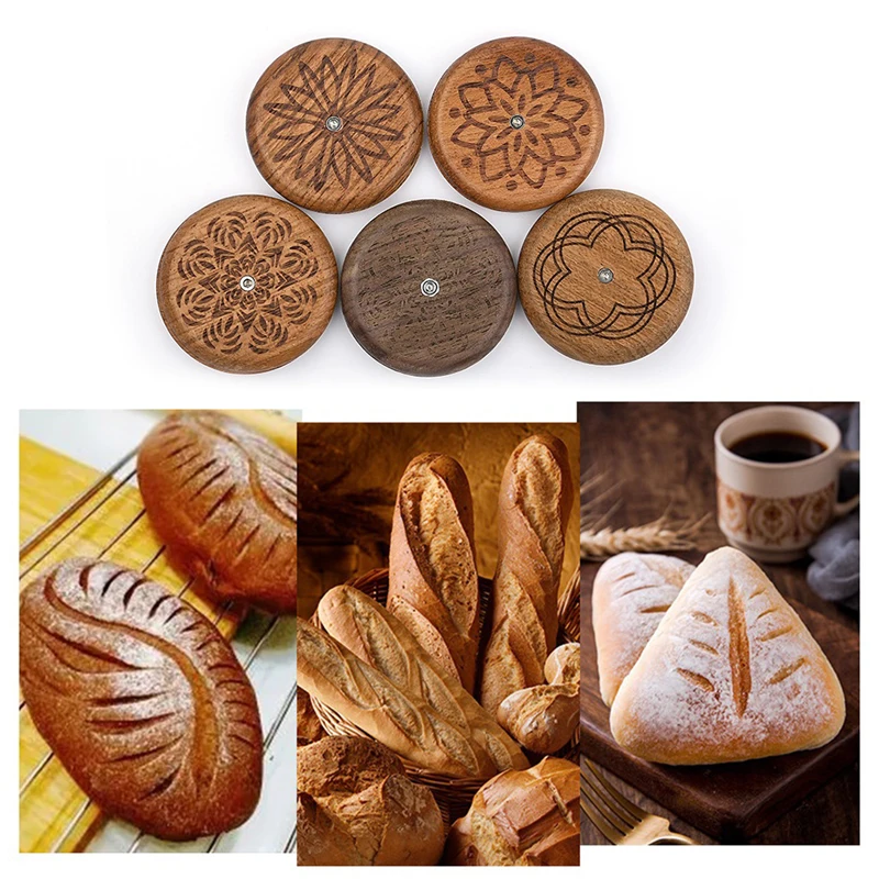 

Wooden Bread Knife Razor Cutter with Storage Bag Round Bread Lame Dough DIY