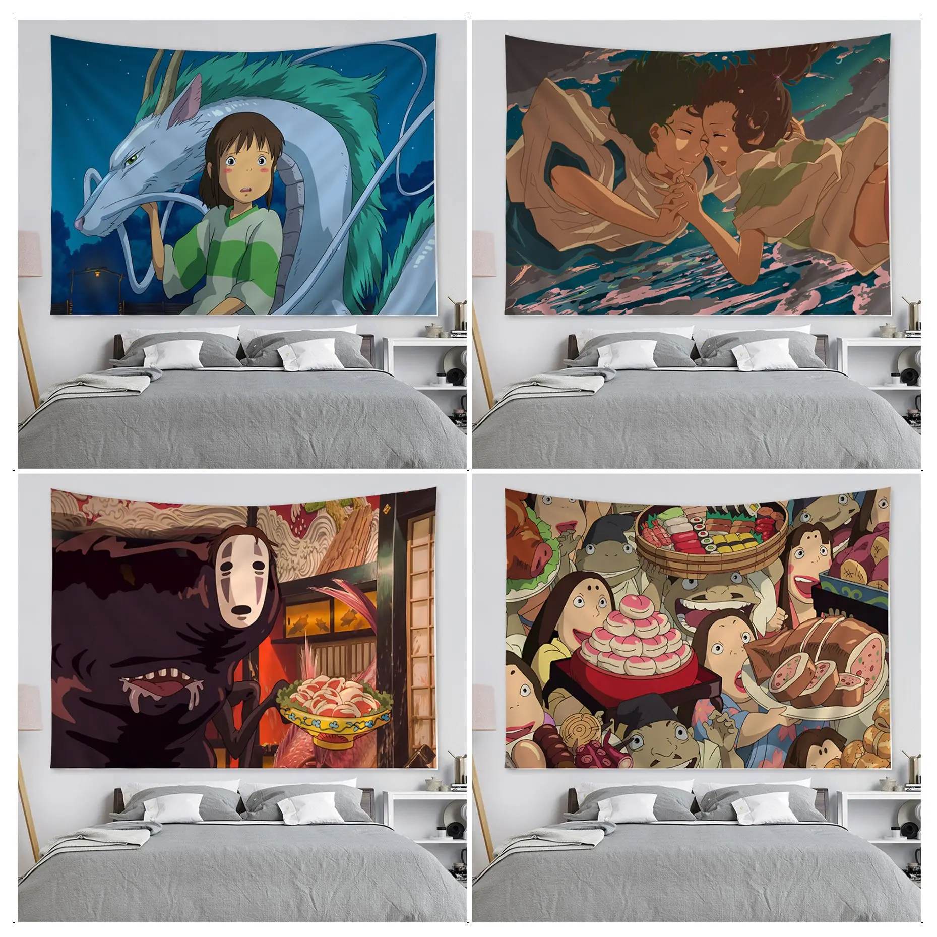 

Anime Spirited Away Totoro DIY Wall Tapestry Hanging Tarot Hippie Wall Rugs Dorm Kawaii Room Decor