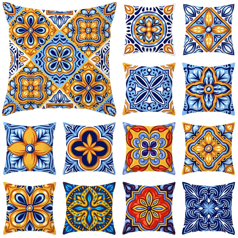 

Cushion Covers Home Textiles Printed Pillowcases Ethnic Style Pillow Cases Washable Skin Friendly Abstract Printed Pillowslip