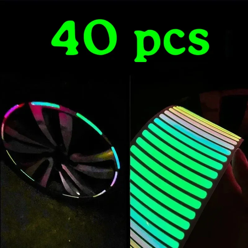 

40Pcs Car Motorcycle Wheel Reflective Strips Colorful Hub Stickers Car Styling Decal Sticker Auto Moto Decor Decals Accessories