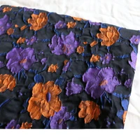 oil painting purple orange brush three dimensional flower skirt suit clothing fabrics cloth diy
